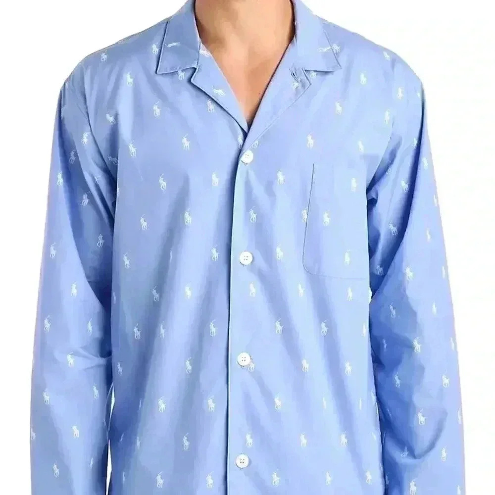 Polo Ralph Lauren Men Pajama Shirt Sleepwear‎ 2XL Blue Polo Player Loungewear